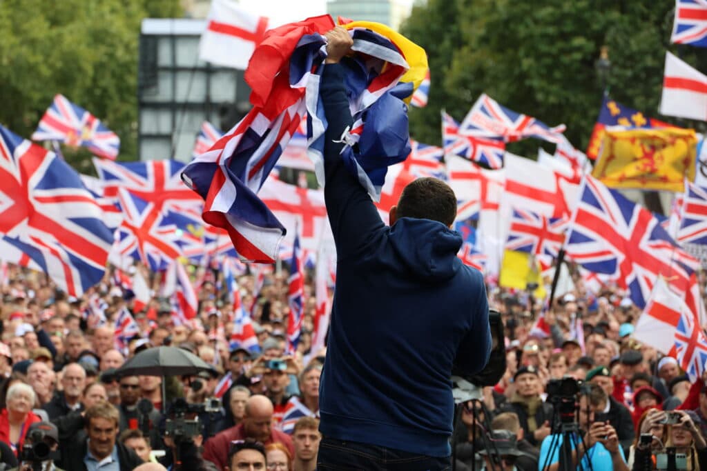 Crowd at a UTK event with flags